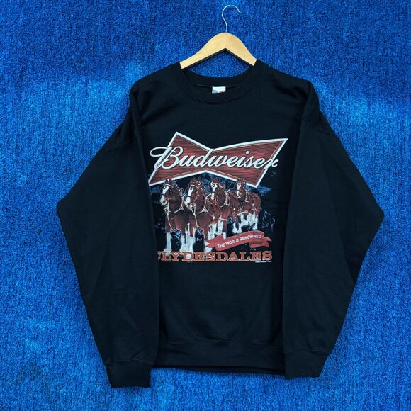 Budweiser Beer Brand Crewneck Sweater – Clydesdales Horse Graphic – “The World R - Picture 1 of 4